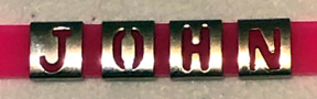 bracelet with stencil charm letters